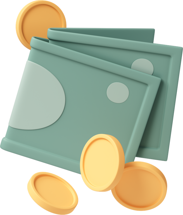 Money clip and coins