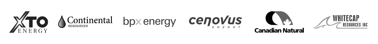 Logos of major oil and gas operators that use FundThrough