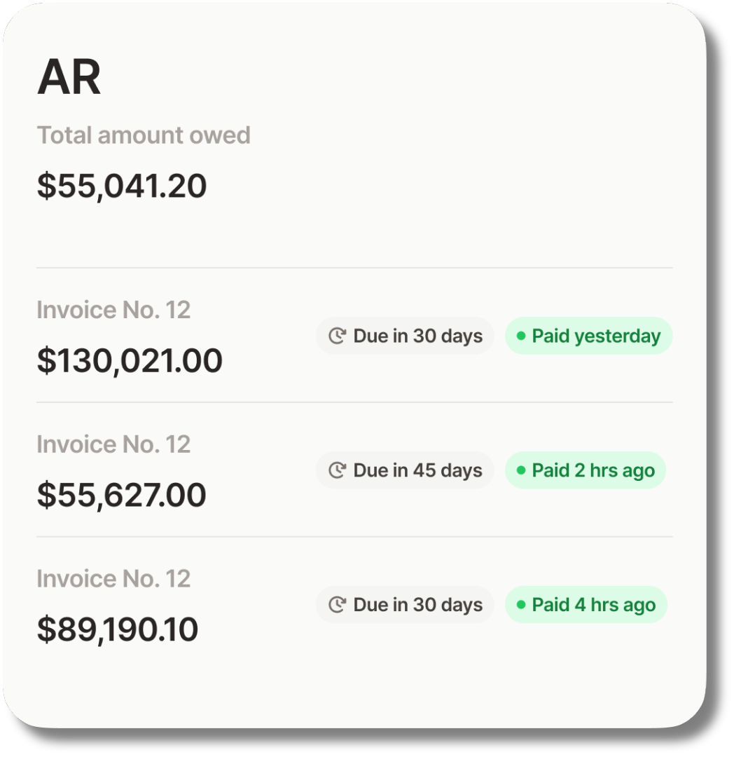 FundThrough invoice funding dashboard showing paid invoices