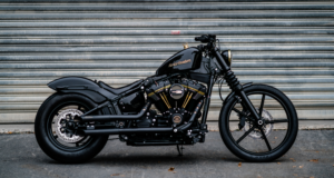 Black Harvey Davidson Motorcycle with auto Detailing