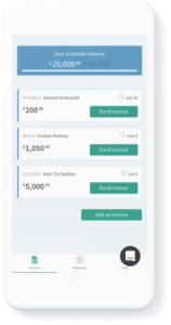 fund invoices online on mobile phone