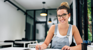 Business women smiling