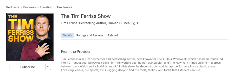 The Tim Ferriss Show Podcast