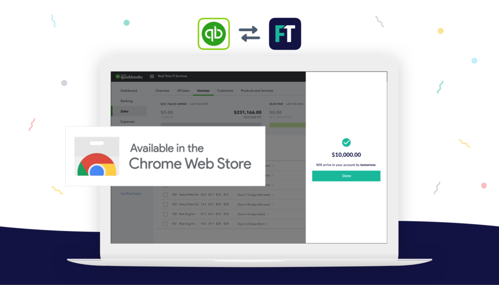 FundThrough Chrome extension for QuickBooks Online illustration
