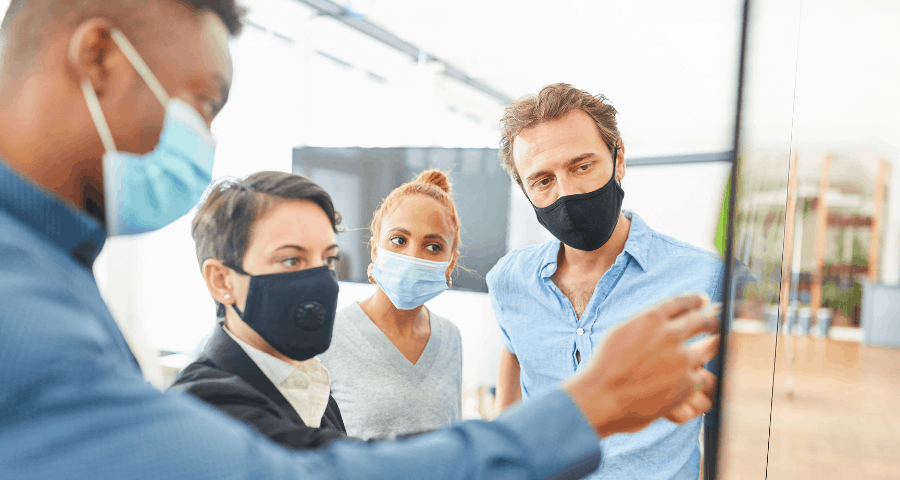 workforce wearing masks