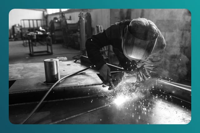 Welder welding manufacturing parts