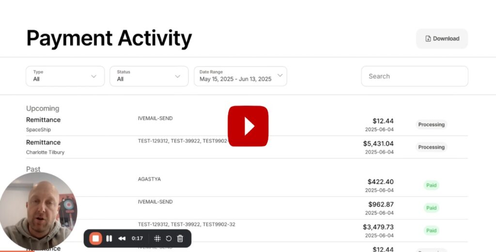 FundThrough payment activity report